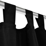 2 pcs Black Micro-Satin Curtains with Loops 140 x 175 cm - Top-Down View