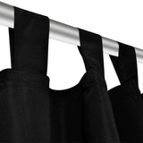 2 pcs Black Micro-Satin Curtains with Loops 140 x 225 cm - Top-Down View