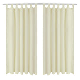 2 pcs Cream Micro-Satin Curtains with Loops 140 x 175 cm