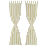 2 pcs Cream Micro-Satin Curtains with Loops 140 x 175 cm - Front View