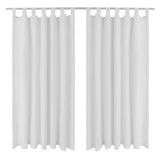 2 pcs White Micro-Satin Curtains with Loops 140 x 245 cm