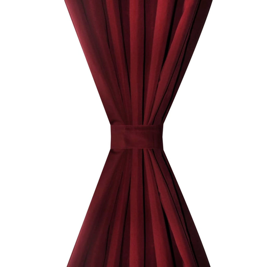 2 pcs Bordeaux Micro-Satin Curtains with Loops 140 x 175 cm