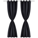 2 pcs Black Blackout Curtains with Metal Rings 135 x 245 cm