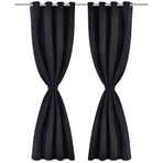 2 pcs Black Blackout Curtains with Metal Rings 135 x 245 cm