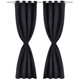 2 pcs Black Blackout Curtains with Metal Rings 135 x 245 cm - Front View