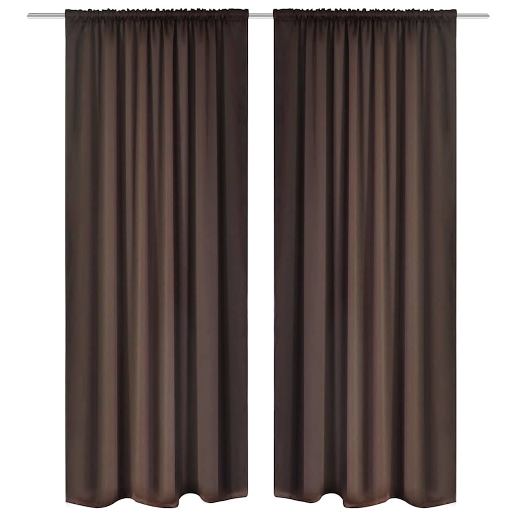 Blackout Curtains 2 pcs Slot-Headed 135 x 245 cm Brown