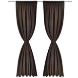 Blackout Curtains 2 pcs Slot-Headed 135 x 245 cm Brown - Front View