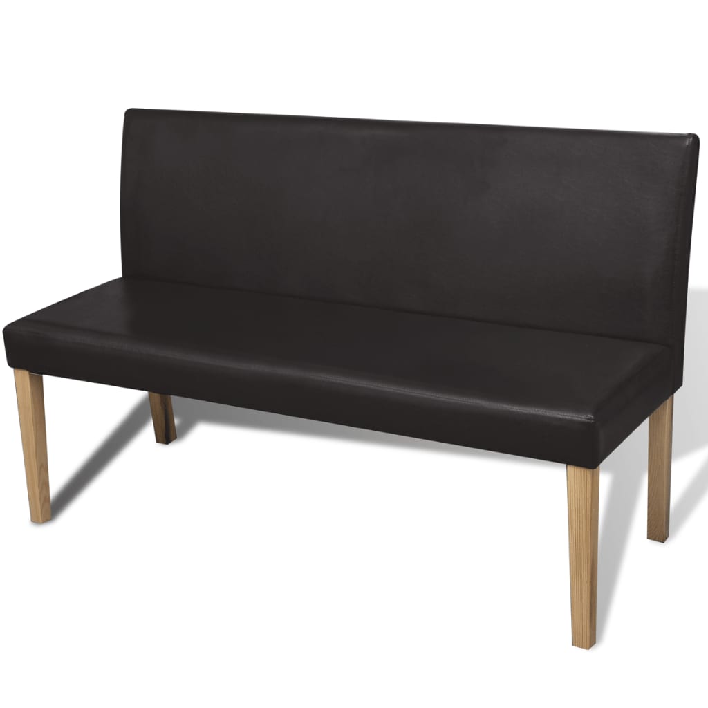 Bench 139,5 Cm Dark Brown Faux Leather