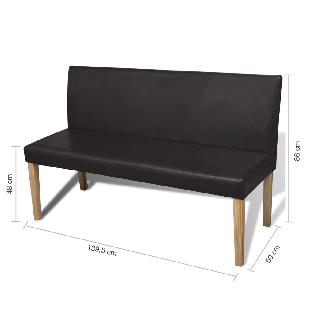 Bench 139,5 Cm Dark Brown Faux Leather
