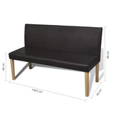 Bench 139,5 Cm Dark Brown Faux Leather - 45-Degree Angle