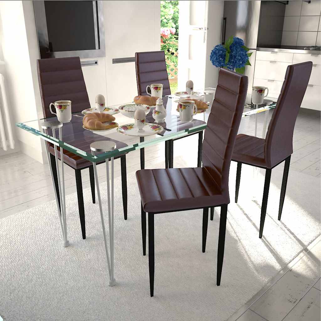 Dining Chairs 4 pcs Brown Faux Leather