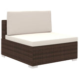 6 Piece Garden Lounge Set with Cushions Poly Rattan Brown - Side View