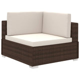6 Piece Garden Lounge Set with Cushions Poly Rattan Brown - Top-Down View