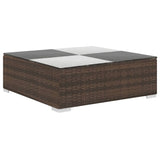 6 Piece Garden Lounge Set with Cushions Poly Rattan Brown - Rear View