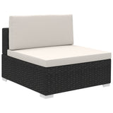 6 Piece Garden Lounge Set with Cushions Poly Rattan Black - Side View