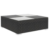 6 Piece Garden Lounge Set with Cushions Poly Rattan Black - Rear View
