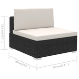 6 Piece Garden Lounge Set with Cushions Poly Rattan Black