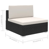 6 Piece Garden Lounge Set with Cushions Poly Rattan Black - Close-Up Angle