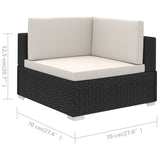 6 Piece Garden Lounge Set with Cushions Poly Rattan Black - Low Angle