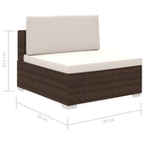 8 Piece Garden Lounge Set with Cushions Poly Rattan Brown - Close-Up Angle