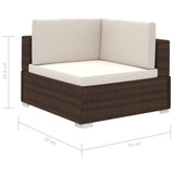8 Piece Garden Lounge Set with Cushions Poly Rattan Brown - Low Angle