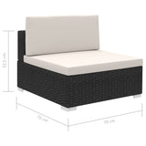 8 Piece Garden Lounge Set with Cushions Poly Rattan Black - Close-Up Angle