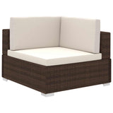 8 Piece Garden Lounge Set with Cushions Poly Rattan Brown - Side View