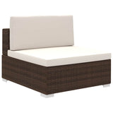 8 Piece Garden Lounge Set with Cushions Poly Rattan Brown - Top-Down View