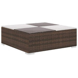 8 Piece Garden Lounge Set with Cushions Poly Rattan Brown - Rear View