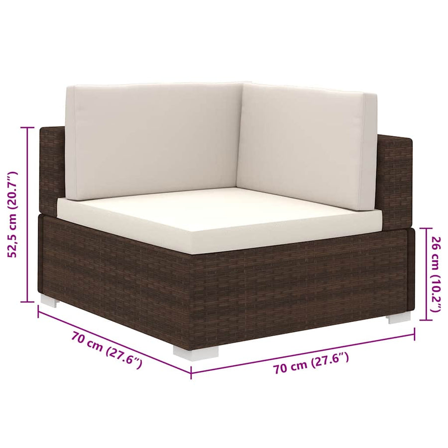 8 Piece Garden Lounge Set with Cushions Poly Rattan Brown