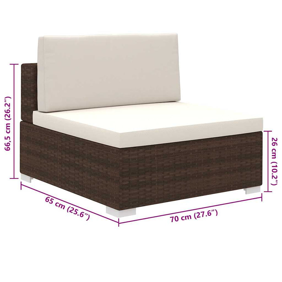 8 Piece Garden Lounge Set with Cushions Poly Rattan Brown