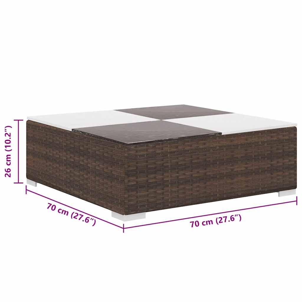 8 Piece Garden Lounge Set with Cushions Poly Rattan Brown