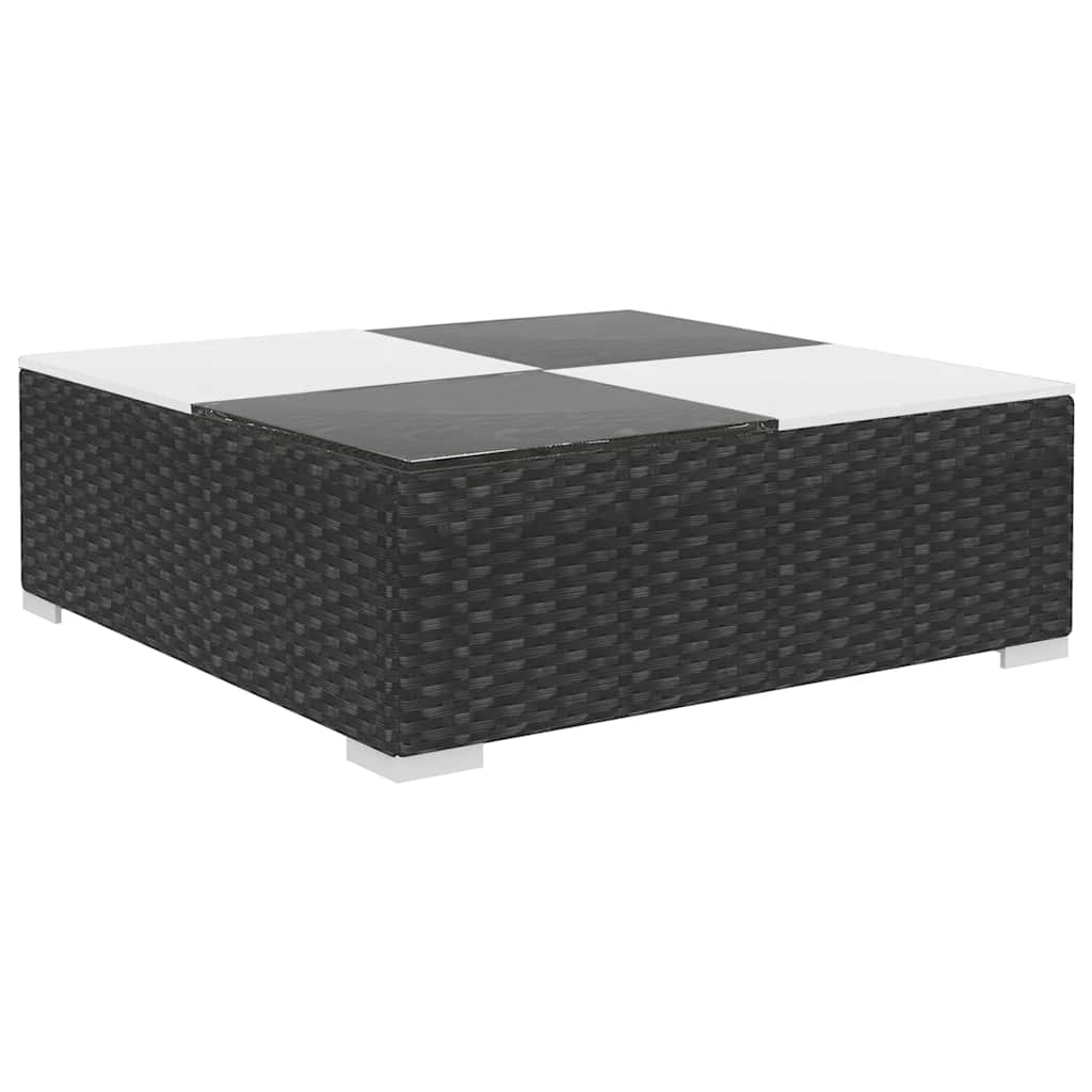 8 Piece Garden Lounge Set with Cushions Poly Rattan Black