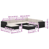 8 Piece Garden Lounge Set with Cushions Poly Rattan Black