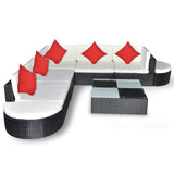 8 Piece Garden Lounge Set with Cushions Poly Rattan Black - Side View