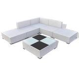 6 Piece Garden Lounge Set with Cushions Poly Rattan White - Side View