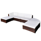 6 Piece Garden Lounge Set with Cushions Poly Rattan Brown