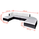 6 Piece Garden Lounge Set with Cushions Poly Rattan Black - Top-Down View
