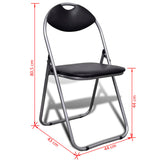 Folding Dining Chairs 6 pcs Black Faux Leather and Steel - Extra Image