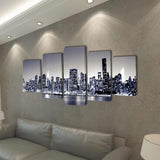 Canvas Wall Print Set Monochrome New York Skyline 100 x 50 cm - Front View