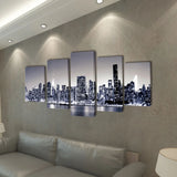 Canvas Wall Print Set Monochrome New York Skyline 200 x 100 cm - Front View