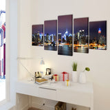 Canvas Wall Print Set Colourful New York Skyline 100 x 50 cm - Front View