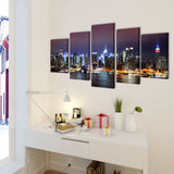 Canvas Wall Print Set Colourful New York Skyline 200 x 100 cm - Front View