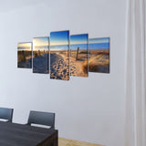 Canvas Wall Print Set Sand Beach 100 x 50 cm - Front View