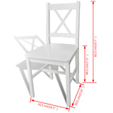 Dining Chairs 2 pcs White Pinewood - 45-Degree Angle
