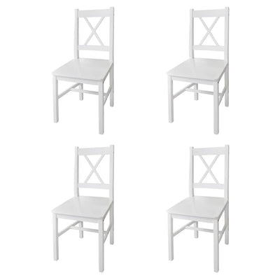 Dining Chairs 4 pcs White Pinewood