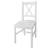 Dining Chairs 4 pcs White Pinewood - Front View