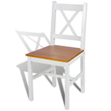Dining Chairs 2 pcs White Pinewood - Side View
