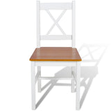 Dining Chairs 4 pcs White Pinewood - Front View