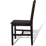 Dining Chairs 2 pcs Dark Brown Pinewood - Front View
